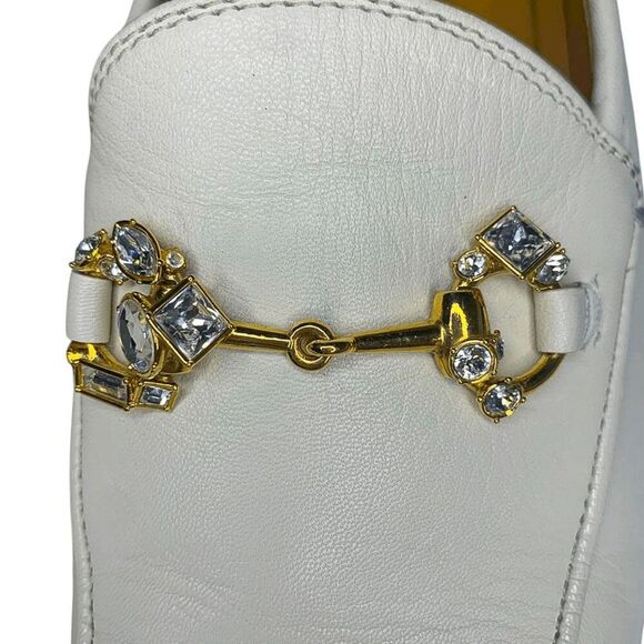 Gucci Jordaan Horsebit Loafers EU 36 US 6 White Leather Flat Slip On Shoes - Picture 6 of 16